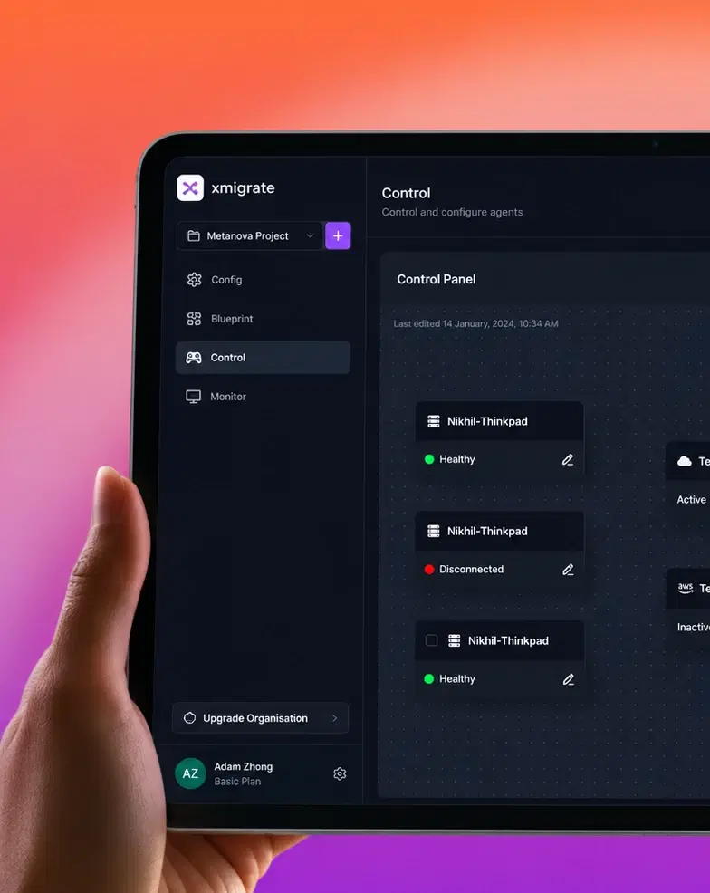 Xmigrate product interface